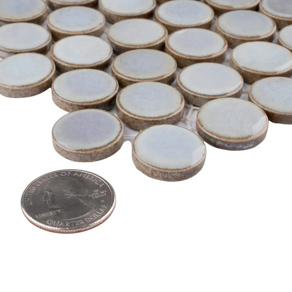 Hudson Penny Round Grey Eye 12 in. x 12 in. Porcelain Mosaic Tile (10.74 sq. ft. / Case) by Merola Tile - Image 5