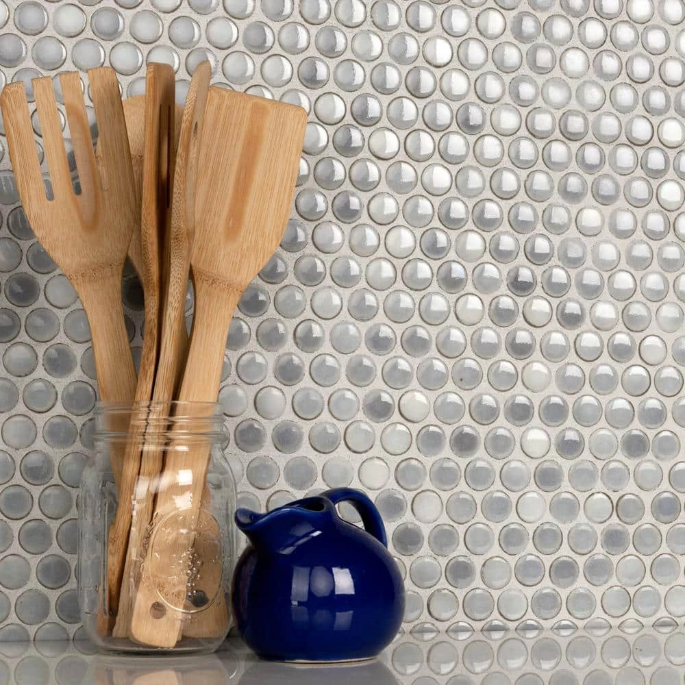 Hudson Penny Round Grey Eye 12 in. x 12 in. Porcelain Mosaic Tile (10.74 sq. ft. / Case) by Merola Tile - Image 15