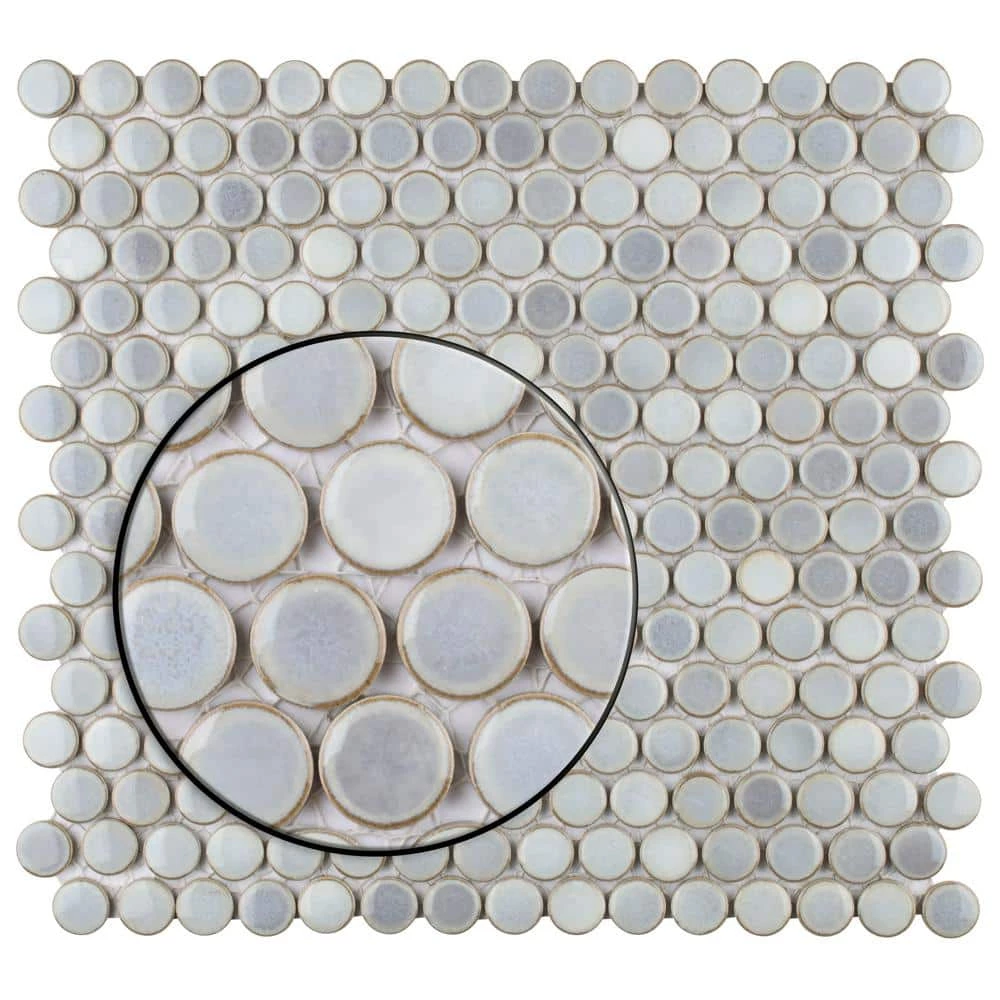 Hudson Penny Round Grey Eye 12 in. x 12 in. Porcelain Mosaic Tile (10.74 sq. ft. / Case) by Merola Tile - Image 9