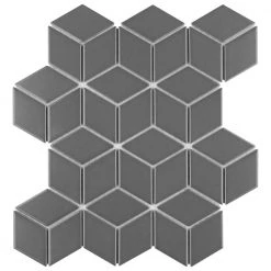 Metro Rhombus Matte Grey 10-1/2 in. x 12-1/8 in. Porcelain Mosaic Tile (9.0 sq. ft./Case) by Merola Tile
