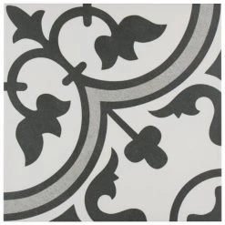 Arte Grey Encaustic 9-3/4 in. x 9-3/4 in. Porcelain Floor and Wall Tile (11.11 sq. ft. / case) by Merola Tile