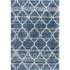 Susa Ogee Moroccan Trellis Shag Indigo Blue/Ivory 7 ft. 9 in. x 10 ft. Area Rug by JONATHAN Y