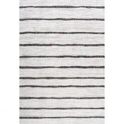 Colonia Berber Stripe Ivory/Black 8 ft. x 10 ft. Indoor/Outdoor Area Rug by JONATHAN Y
