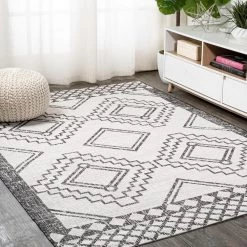 Marokko Diamond Tribal Medallion Ivory/Black 8 ft. x 10 ft. Indoor/Outdoor Area Rug by JONATHAN Y