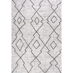 Carwa Tribal Diamond Trellis Ivory/Black 8 ft. x 10 ft. Indoor/Outdoor Area Rug by JONATHAN Y