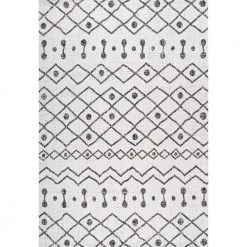 Nokat Modern Bohemian Ivory/Black 8 ft. x 10 ft. Indoor/Outdoor Area Rug by JONATHAN Y