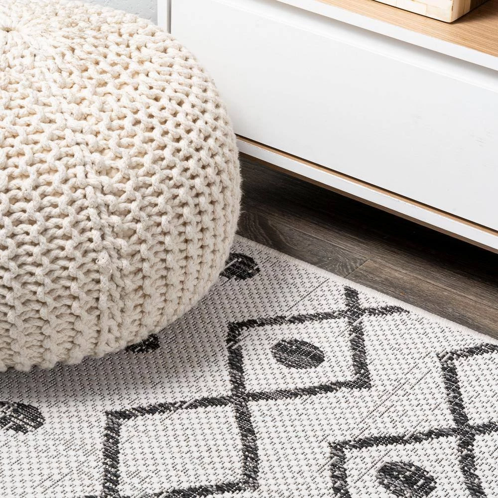 Nokat Modern Bohemian Ivory/Black 8 ft. x 10 ft. Indoor/Outdoor Area Rug by JONATHAN Y - Image 8