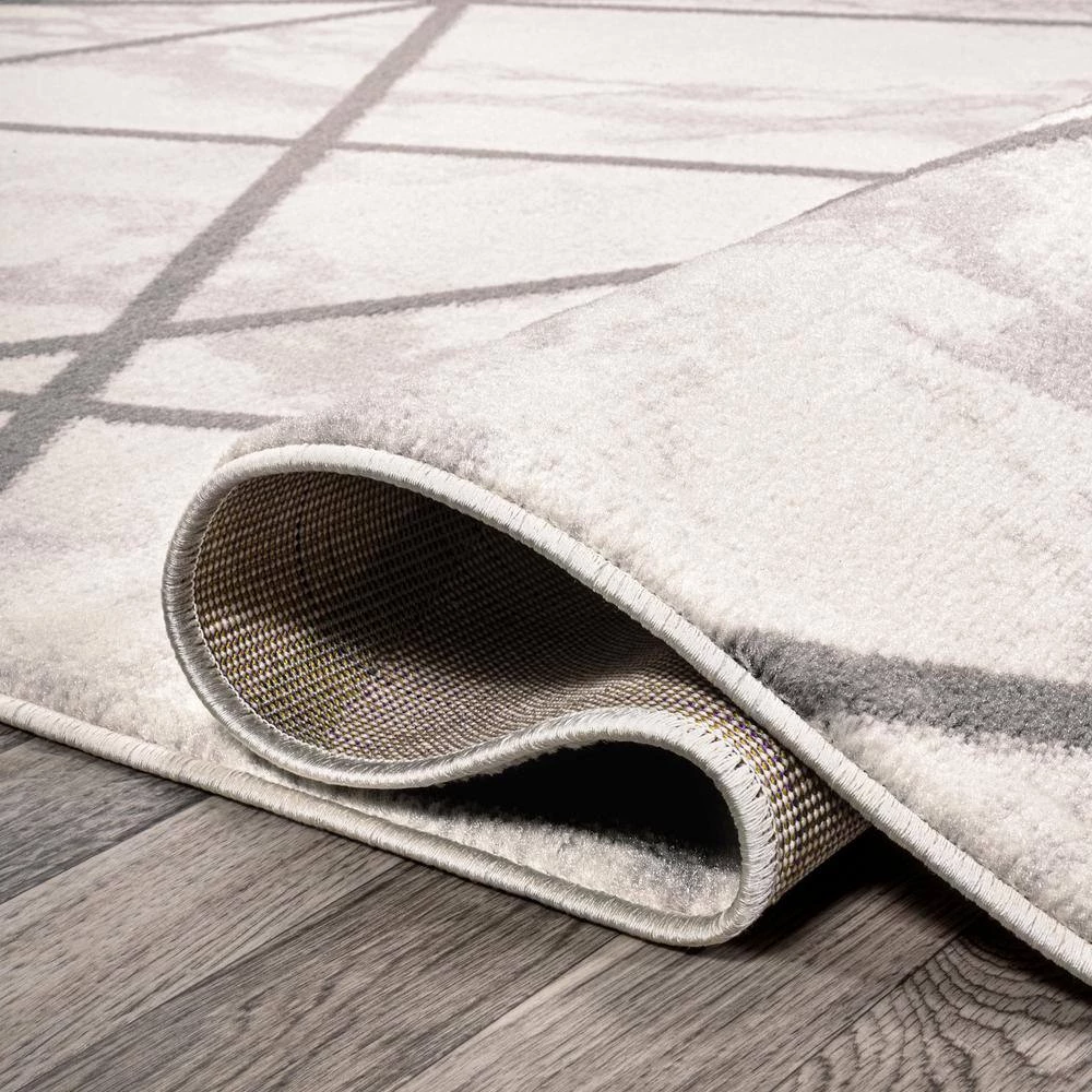 Patras Ivory/Gray 8 ft. x 10 ft. Modern Geometric Marbled Area Rug by JONATHAN Y - Image 8