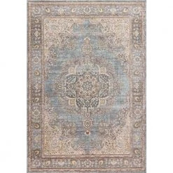 Goa Floral Medallion Traditional Light Blue/Ivory 3 ft. x 5 ft. Area Rug by JONATHAN Y