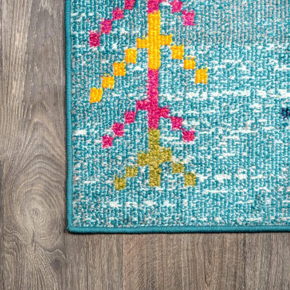 Tribal Love Light Blue/Multi 5 ft. x 8 ft. Geometric Area Rug by JONATHAN Y - Image 10
