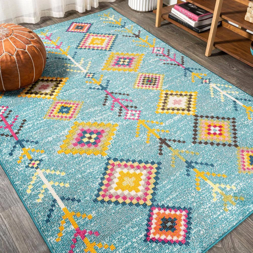Tribal Love Light Blue/Multi 5 ft. x 8 ft. Geometric Area Rug by JONATHAN Y - Image 13