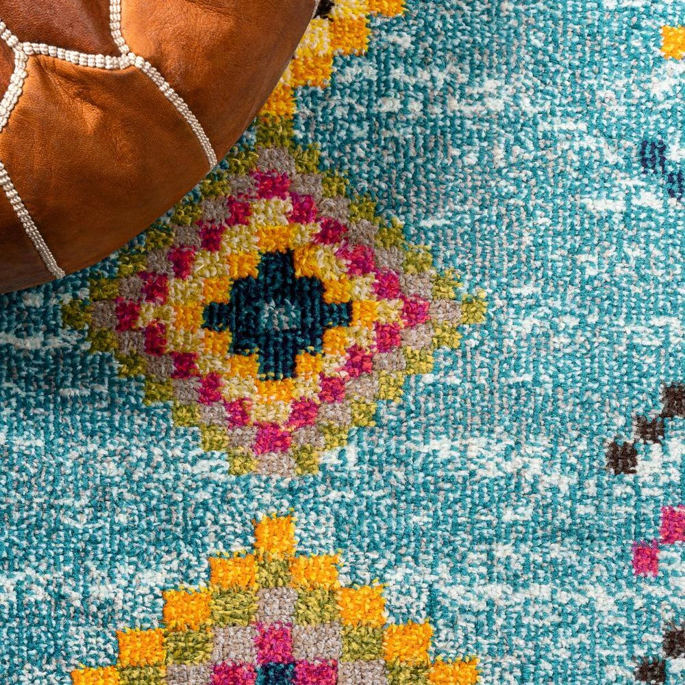 Tribal Love Light Blue/Multi 5 ft. x 8 ft. Geometric Area Rug by JONATHAN Y - Image 6
