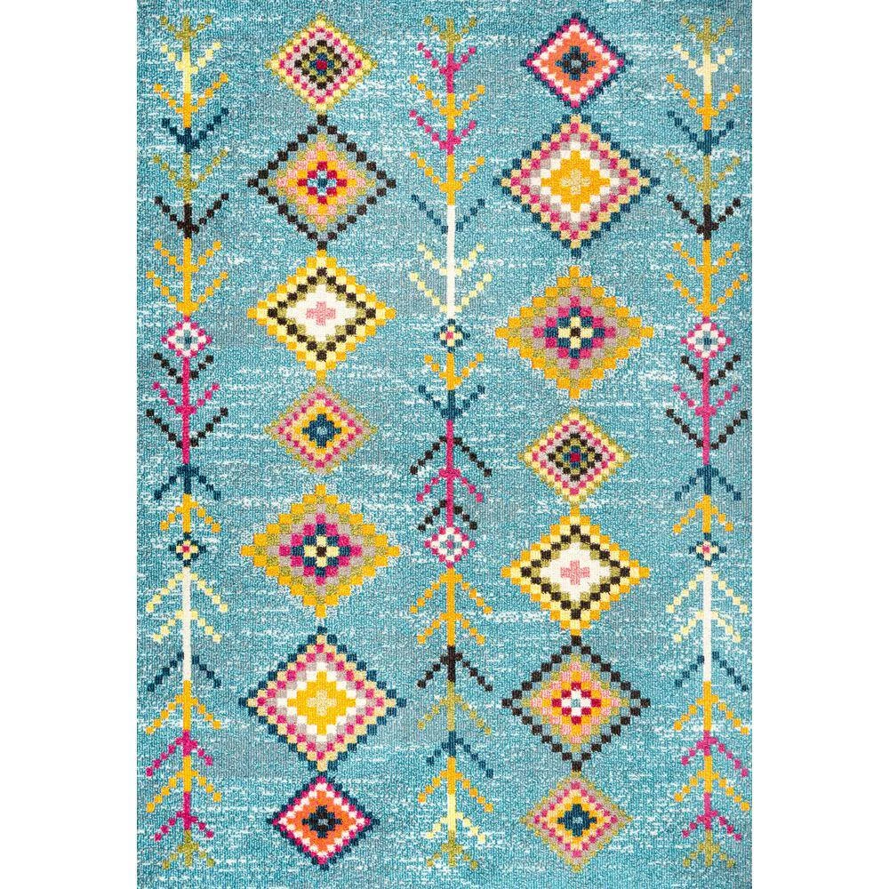 Tribal Love Light Blue/Multi 5 ft. x 8 ft. Geometric Area Rug by JONATHAN Y - Image 2