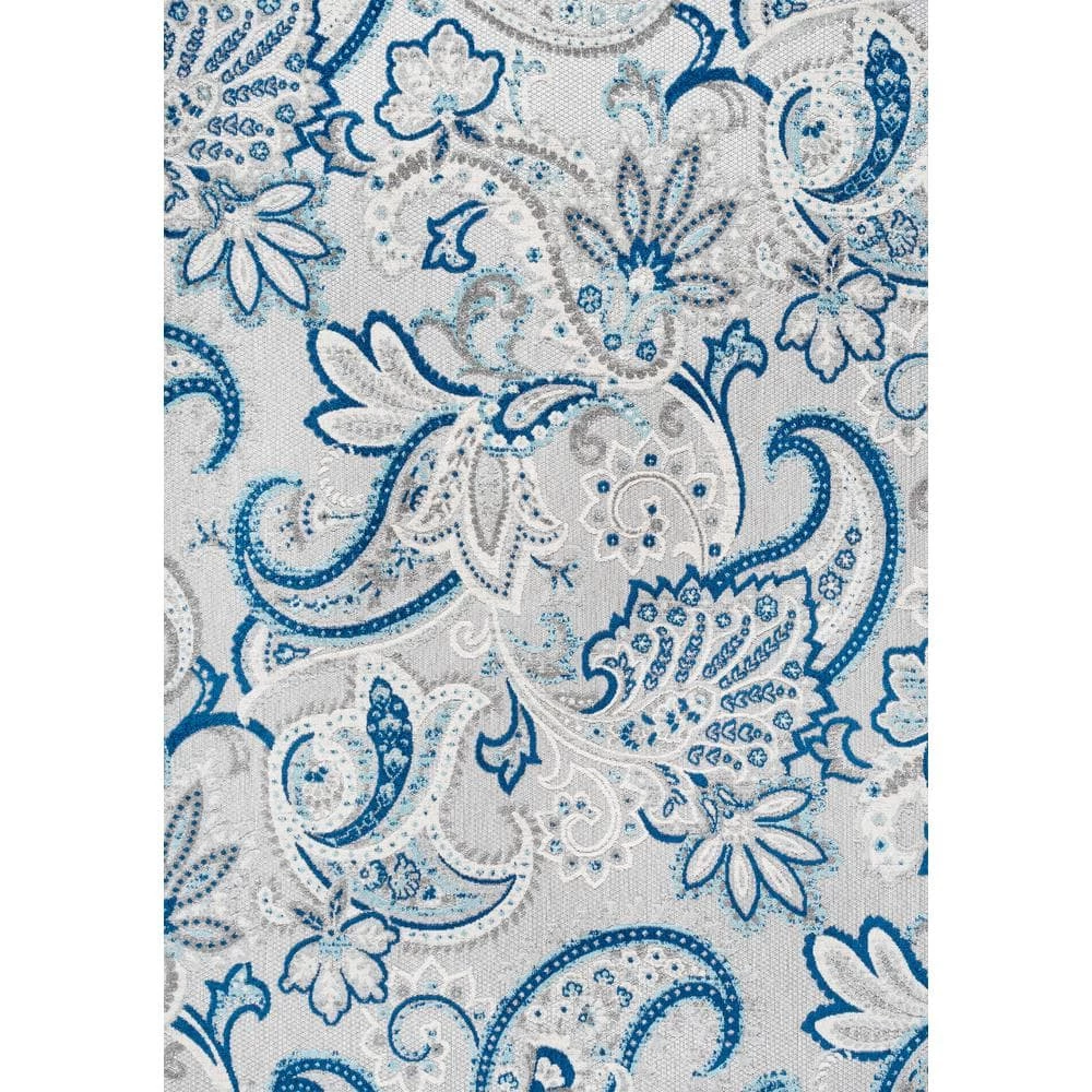 Gordes Paisley High-Low Light Gray/Blue 8 ft. x 10 ft. Indoor/Outdoor Area Rug by JONATHAN Y - Image 2