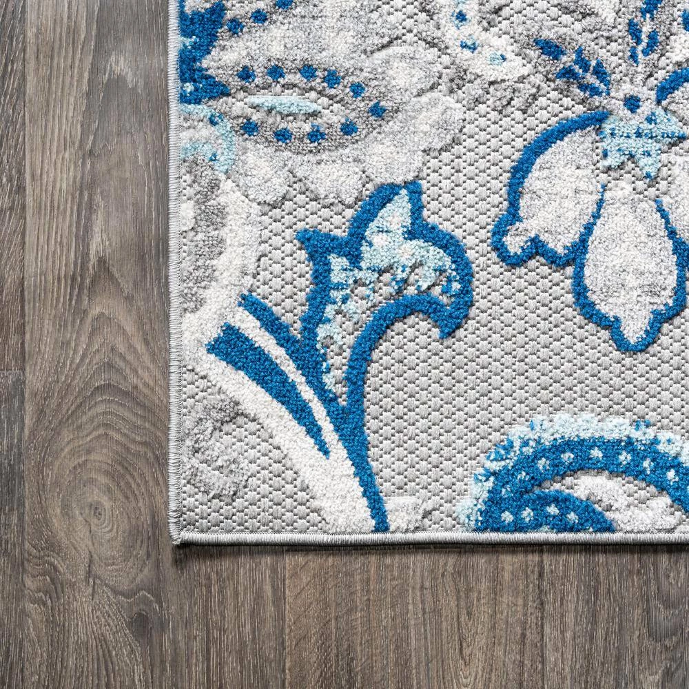 Gordes Paisley High-Low Light Gray/Blue 8 ft. x 10 ft. Indoor/Outdoor Area Rug by JONATHAN Y - Image 14