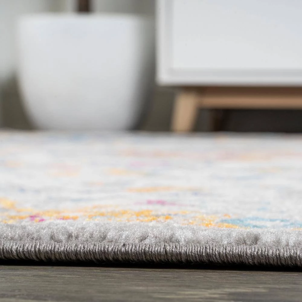 Lorena Ornate Light Gray/Dark Blue/Orange 2 ft. x 8 ft. Boho Medallion Area Rug by JONATHAN Y - Image 5