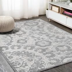 Lucena Modern Medallion High-Low Light Gray/Ivory 8 ft. x 10 ft. Indoor/Outdoor Area Rug by JONATHAN Y