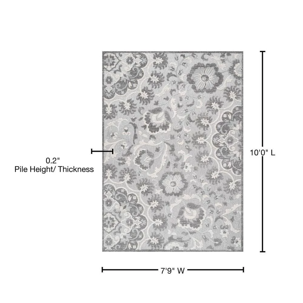 Lucena Modern Medallion High-Low Light Gray/Ivory 8 ft. x 10 ft. Indoor/Outdoor Area Rug by JONATHAN Y - Image 12