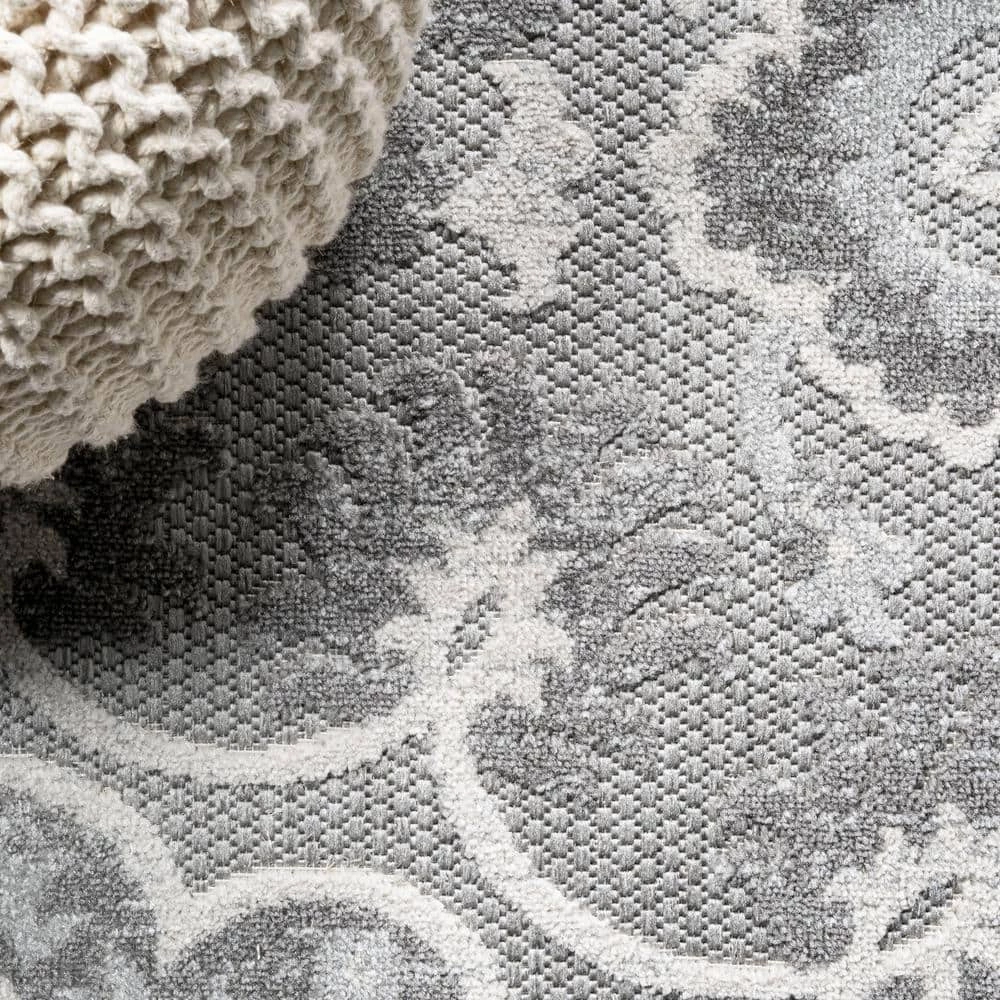 Lucena Modern Medallion High-Low Light Gray/Ivory 8 ft. x 10 ft. Indoor/Outdoor Area Rug by JONATHAN Y - Image 7