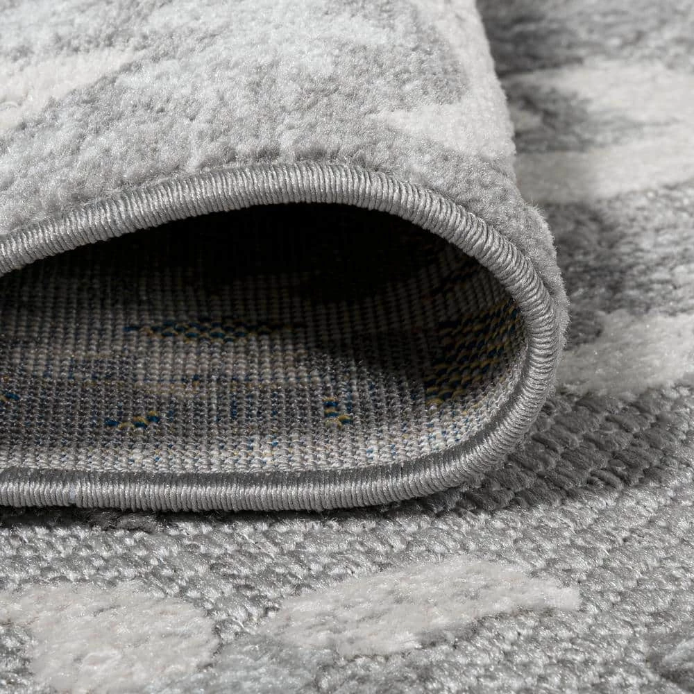 Lucena Modern Medallion High-Low Light Gray/Ivory 8 ft. x 10 ft. Indoor/Outdoor Area Rug by JONATHAN Y - Image 8