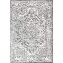 Modern Persian Light Gray 8 ft. x 10 ft. Distressed Area Rug by JONATHAN Y