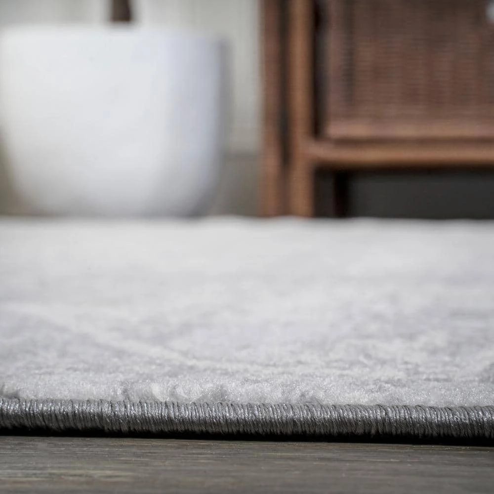 Modern Light Gray 5 ft. Square Persian Vintage Medallion Area Rug by JONATHAN Y - Image 3