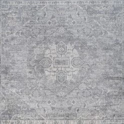 Modern Light Gray 5 ft. Square Persian Vintage Medallion Area Rug by JONATHAN Y