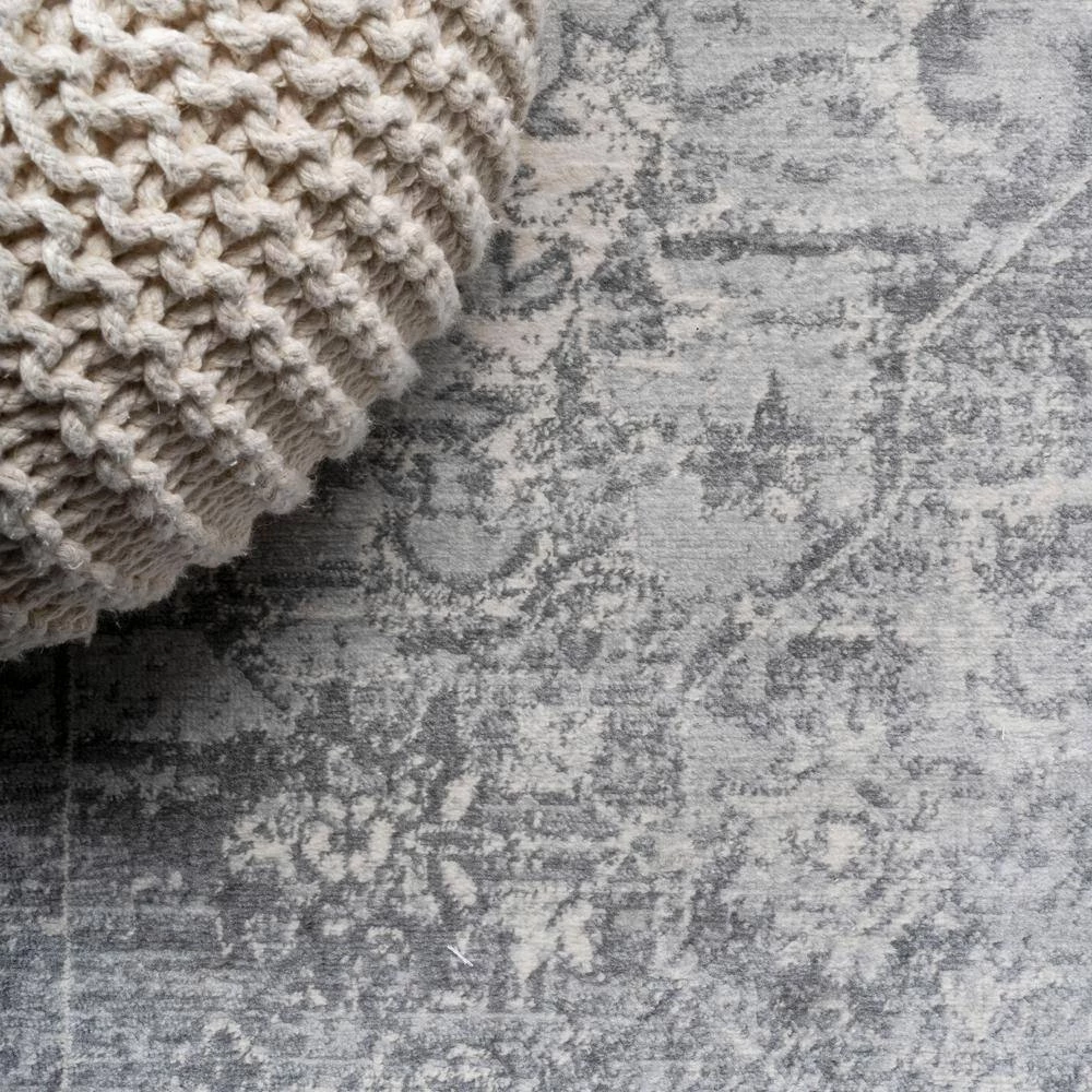 Modern Light Gray 5 ft. Square Persian Vintage Medallion Area Rug by JONATHAN Y - Image 5