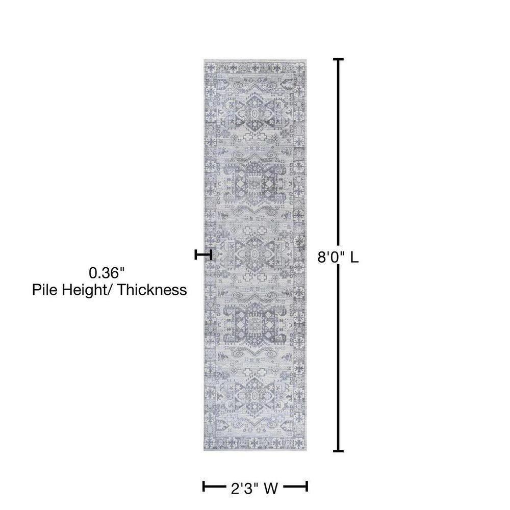 Modern Persian Vintage Light Gray 2 ft. x 8 ft. Medallion Runner Rug by JONATHAN Y - Image 9