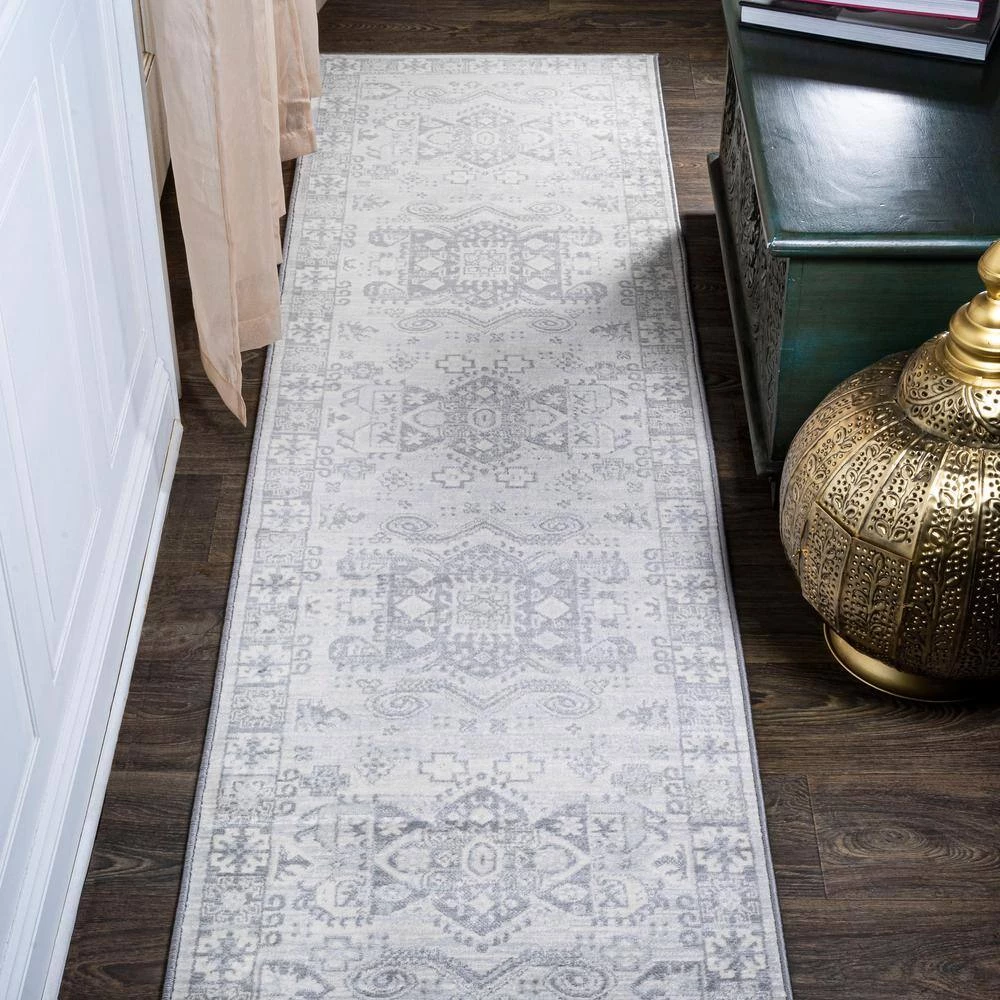 Modern Persian Vintage Light Gray 2 ft. x 8 ft. Medallion Runner Rug by JONATHAN Y - Image 2