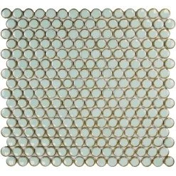 Hudson Penny Round Light Green 12 in. x 12-5/8 in. Porcelain Mosaic Tile (10.7 sq.ft. /Case) by Merola Tile