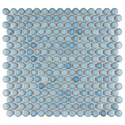 Hudson Penny Round Marine 12 in. x 12-5/8 in. x 5 mm Porcelain Mosaic Tile (10.74 sq. ft. / case) by Merola Tile