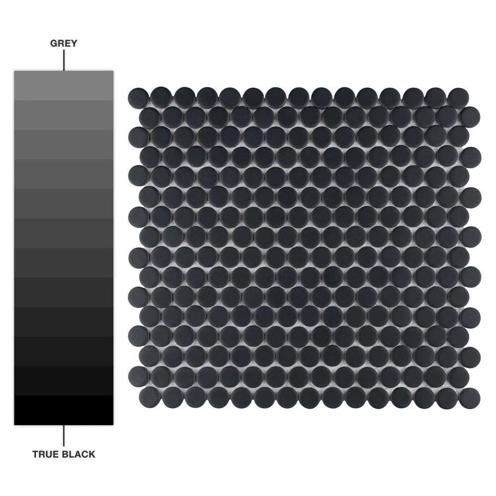 Hudson Penny Round Matte Black 12 in. x 12-5/8 in. x 5 mm Porcelain Mosaic Tile (10.74 sq. ft. / case) by Merola Tile - Image 5