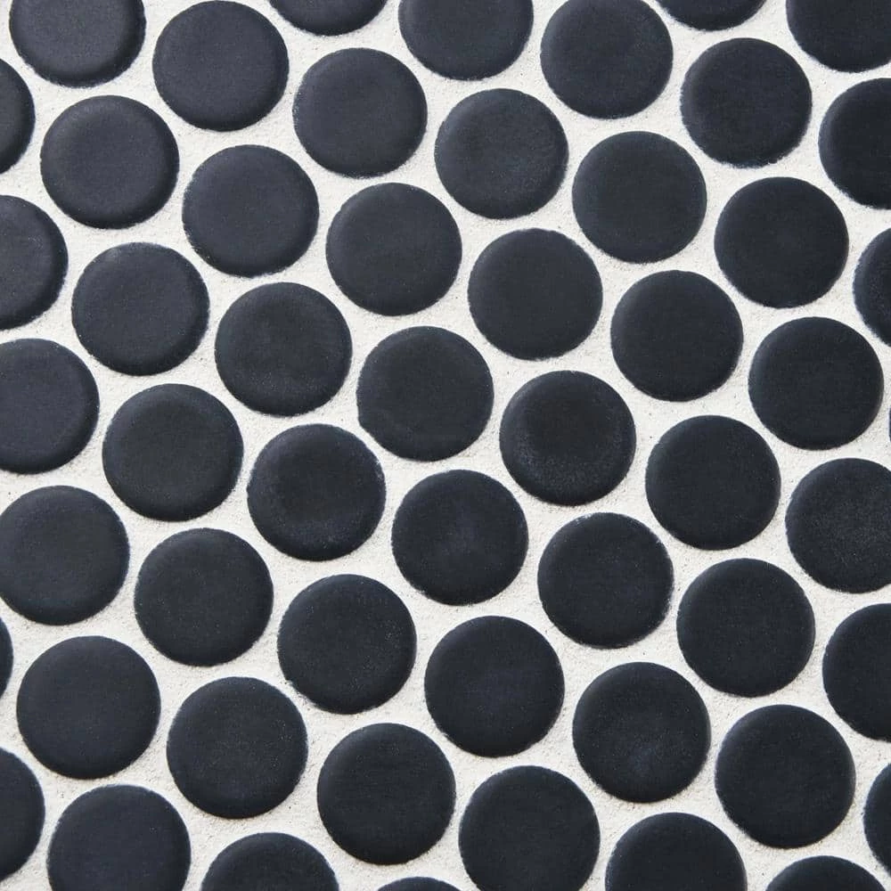 Hudson Penny Round Matte Black 12 in. x 12-5/8 in. x 5 mm Porcelain Mosaic Tile (10.74 sq. ft. / case) by Merola Tile - Image 11