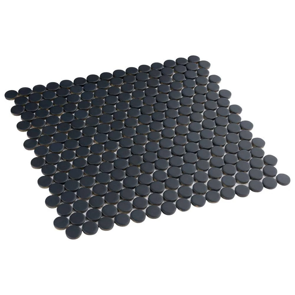 Hudson Penny Round Matte Black 12 in. x 12-5/8 in. x 5 mm Porcelain Mosaic Tile (10.74 sq. ft. / case) by Merola Tile - Image 9