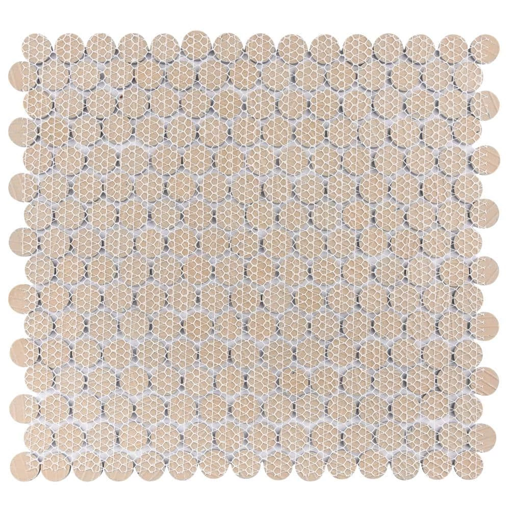 Hudson Penny Round Matte Black 12 in. x 12-5/8 in. x 5 mm Porcelain Mosaic Tile (10.74 sq. ft. / case) by Merola Tile - Image 14