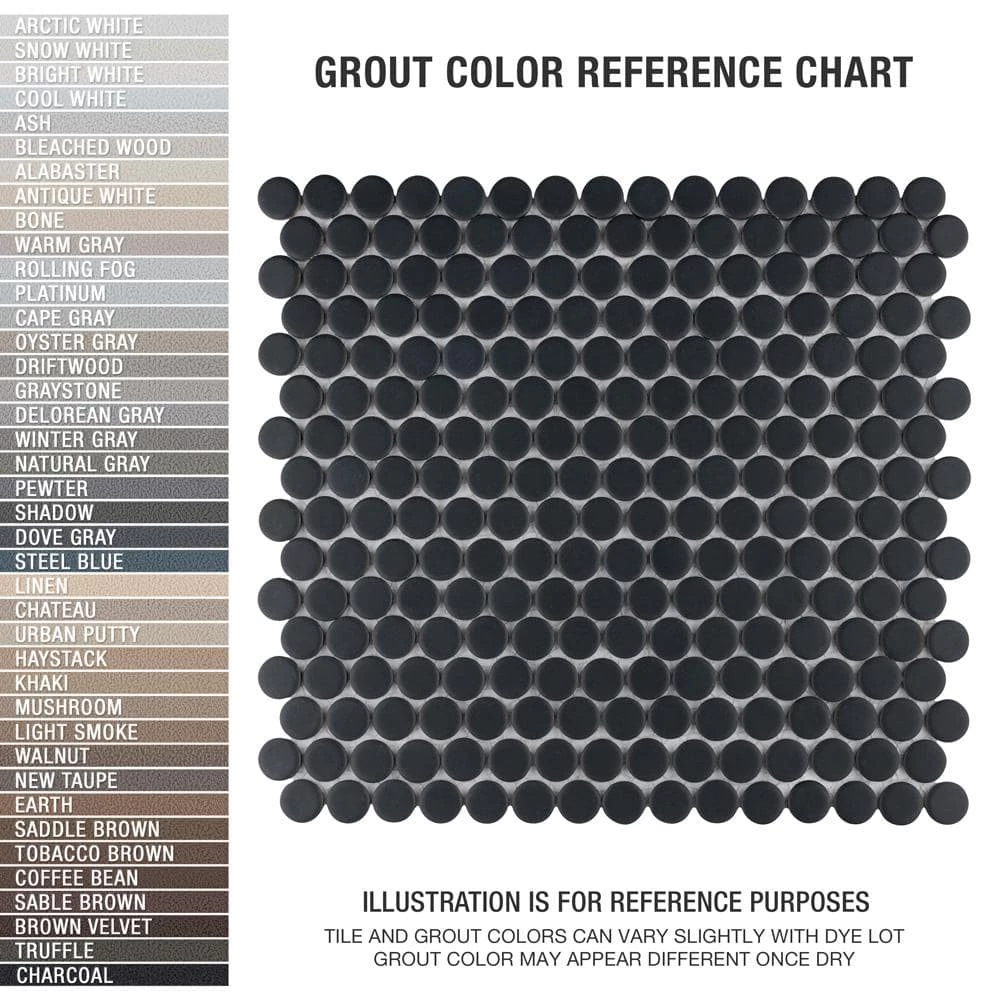 Hudson Penny Round Matte Black 12 in. x 12-5/8 in. x 5 mm Porcelain Mosaic Tile (10.74 sq. ft. / case) by Merola Tile - Image 16