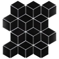 Metro Rhombus Matte Black 10-1/2 in. x 12-1/8 in. Porcelain Mosaic Tile (9.0 sq. ft./Case) by Merola Tile