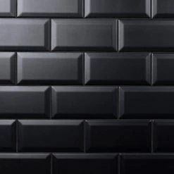 Crown Heights Beveled 3 in. x 6 in. Matte Black Ceramic Wall Tile (6.03 sq. ft. /Case) by Merola Tile