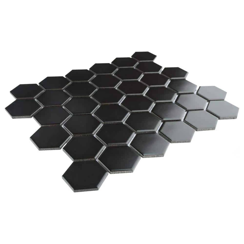 Metro 2 in. Hex Matte Black 11-1/8 in. x 12-5/8 in. Porcelain Mosaic Tile (10.0 sq. ft./Case) by Merola Tile - Image 9