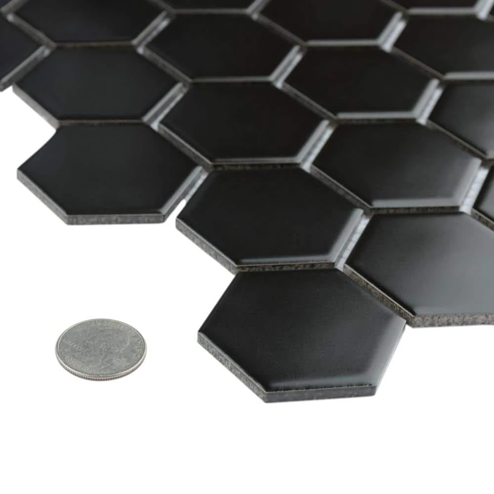 Metro 2 in. Hex Matte Black 11-1/8 in. x 12-5/8 in. Porcelain Mosaic Tile (10.0 sq. ft./Case) by Merola Tile - Image 7