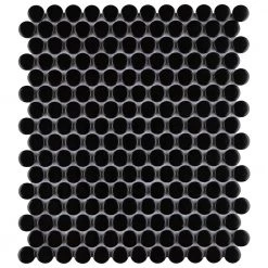 Metro Penny Matte Black 9-3/4 in. x 11-1/2 in. Porcelain Mosaic (8.0 sq. ft./Case) by Merola Tile