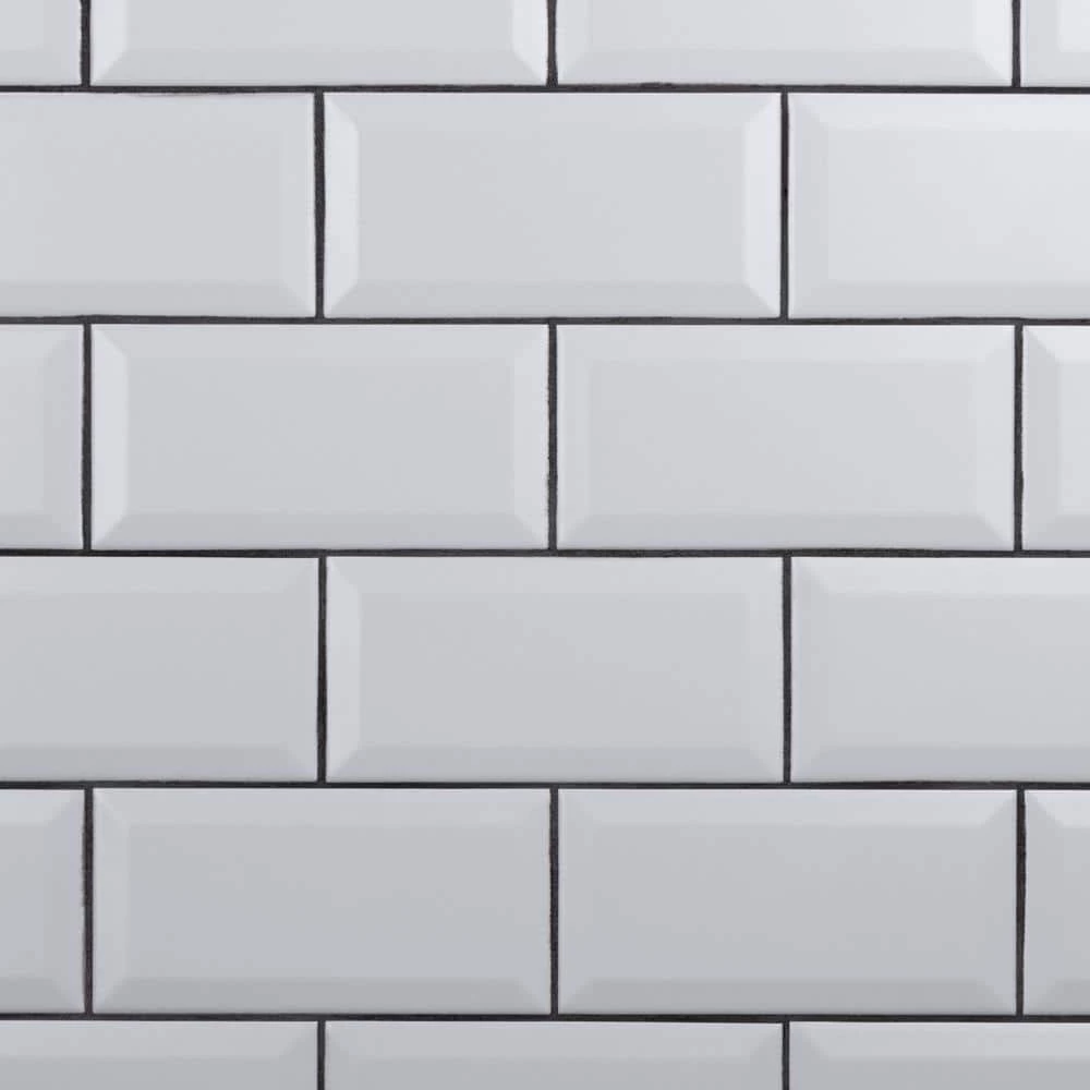 Crown Heights Beveled 3 in. x 6 in. Matte White Ceramic Wall Tile (6.03 sq. ft. /Case) by Merola Tile
