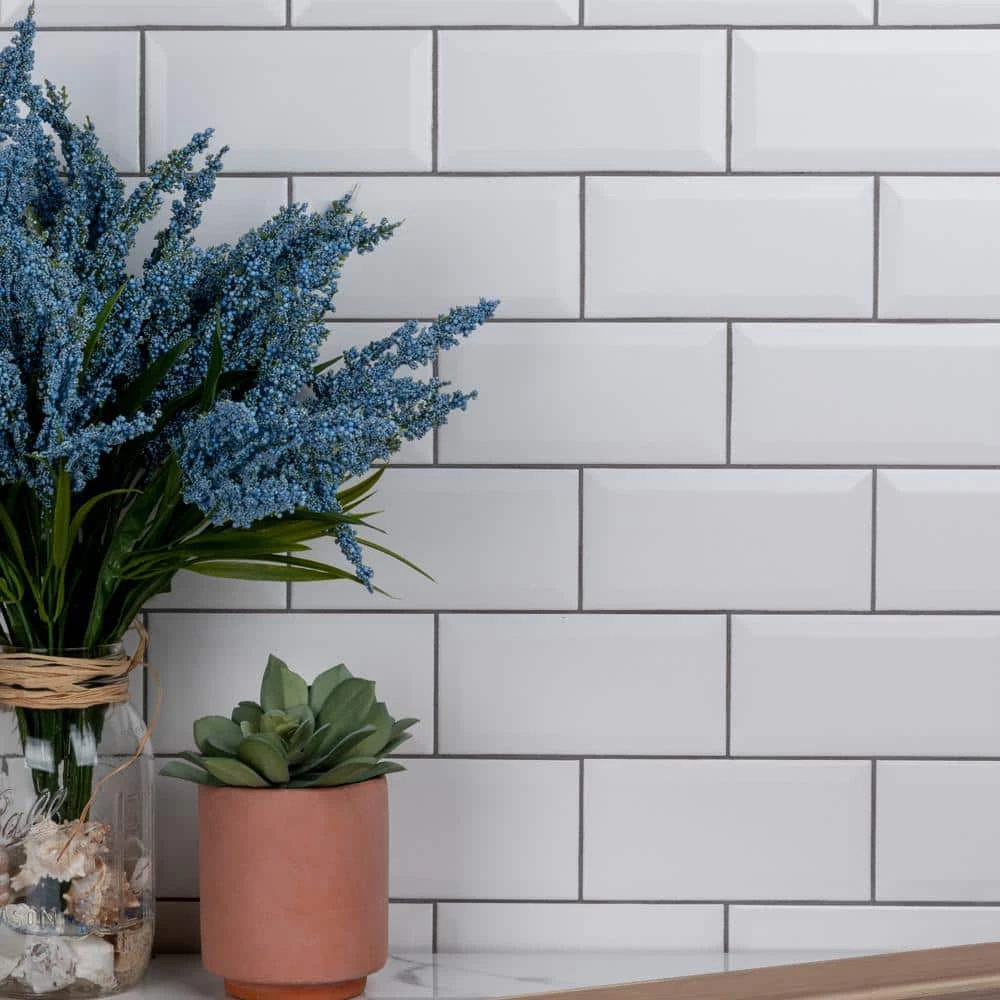 Crown Heights Beveled 3 in. x 6 in. Matte White Ceramic Wall Tile (6.03 sq. ft. /Case) by Merola Tile - Image 2