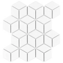 Metro Rhombus Matte White 10-1/2 in. x 12-1/8 in. Porcelain Mosaic Tile (9.0 sq. ft./Case) by Merola Tile