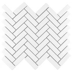Metro Brick Herringbone Matte White 10-5/8 in. x 12-1/2 in. Porcelain Mosaic Tile (9.4 sq. ft./Case) by Merola Tile