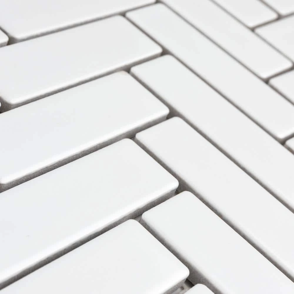 Metro Brick Herringbone Matte White 10-5/8 in. x 12-1/2 in. Porcelain Mosaic Tile (9.4 sq. ft./Case) by Merola Tile - Image 10