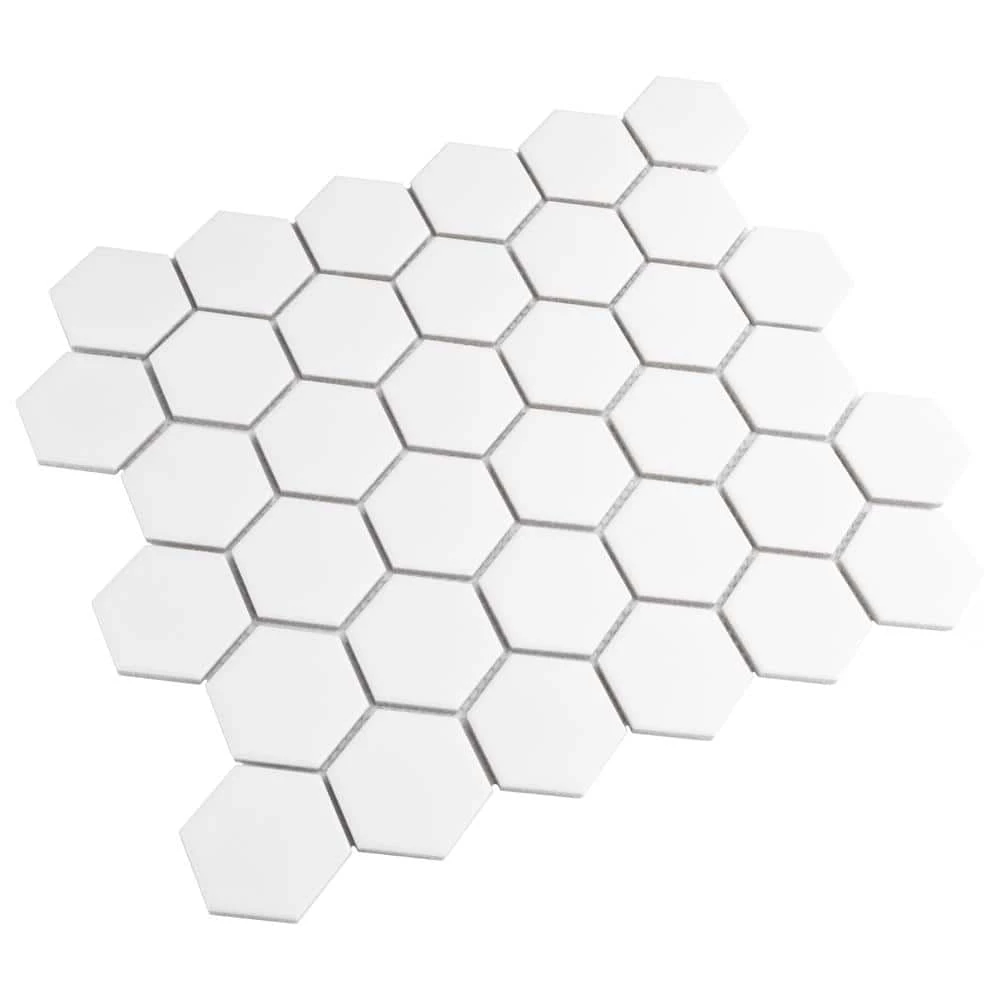 Metro 2" Hex Matte White 11-1/8 in. x 12-5/8 in. Porcelain Mosaic Tile (10.0 sq. ft./Case) by Merola Tile - Image 9