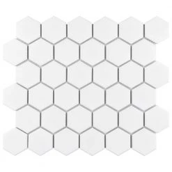 Metro 2" Hex Matte White 11-1/8 in. x 12-5/8 in. Porcelain Mosaic Tile (10.0 sq. ft./Case) by Merola Tile