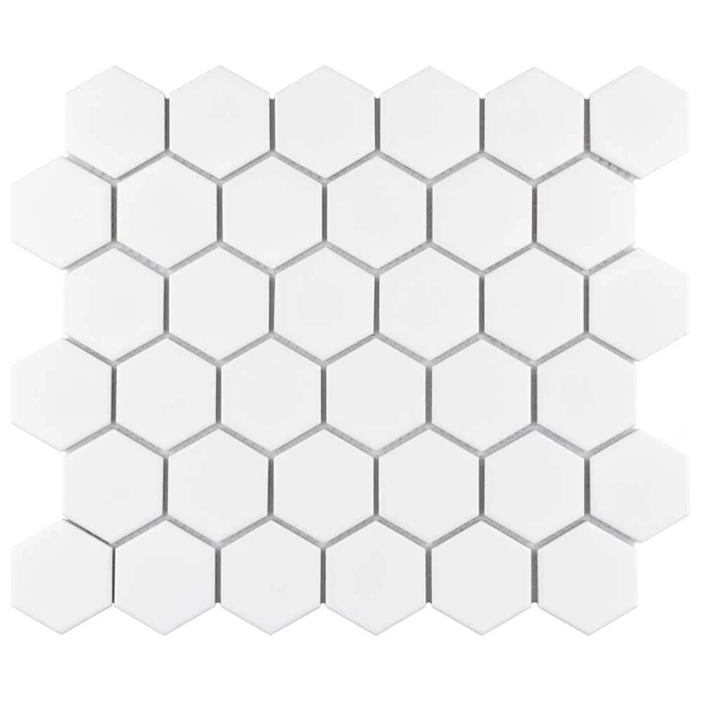 Metro 2" Hex Matte White 11-1/8 in. x 12-5/8 in. Porcelain Mosaic Tile (10.0 sq. ft./Case) by Merola Tile